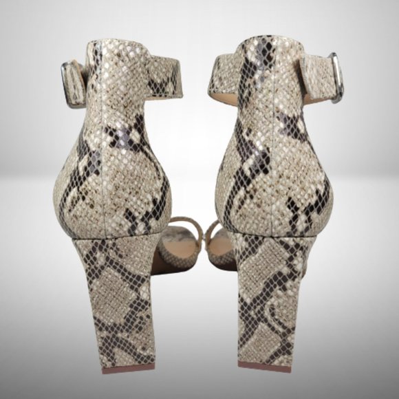 Vince Camuto BENDIVA Leather SNAKE PRINT Block Heel OPEN TOE Sandals Size: 7.5 - Picture 6 of 11